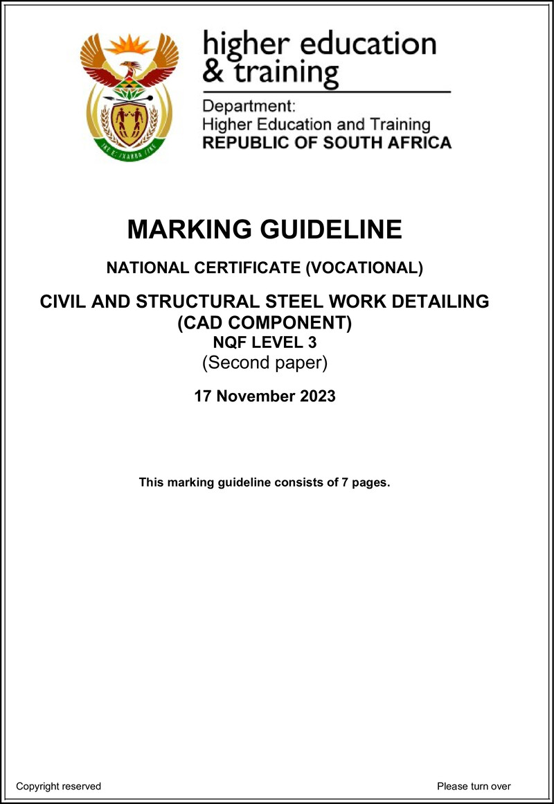 Civil and Structural Steelwork Detailing Level 3 DHET NCV November 2023 - Memo