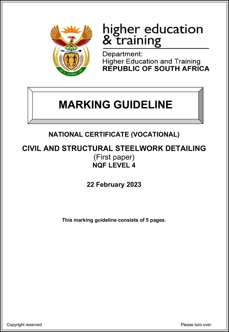 Civil and Structural Steelwork Detailing Level 4 DHET NCV 2023 - Memo