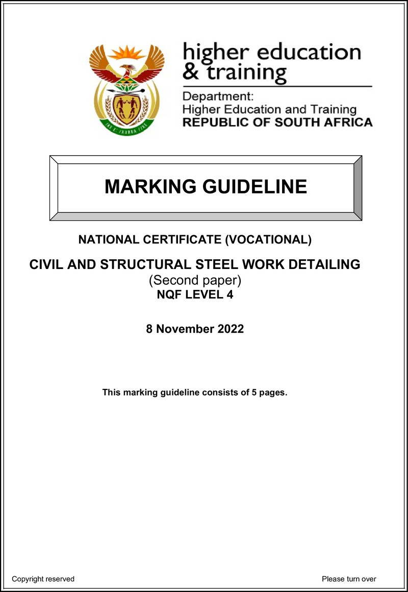 Civil and Structural Steelwork Detailing Level 4 DHET NCV 2022 - Memo
