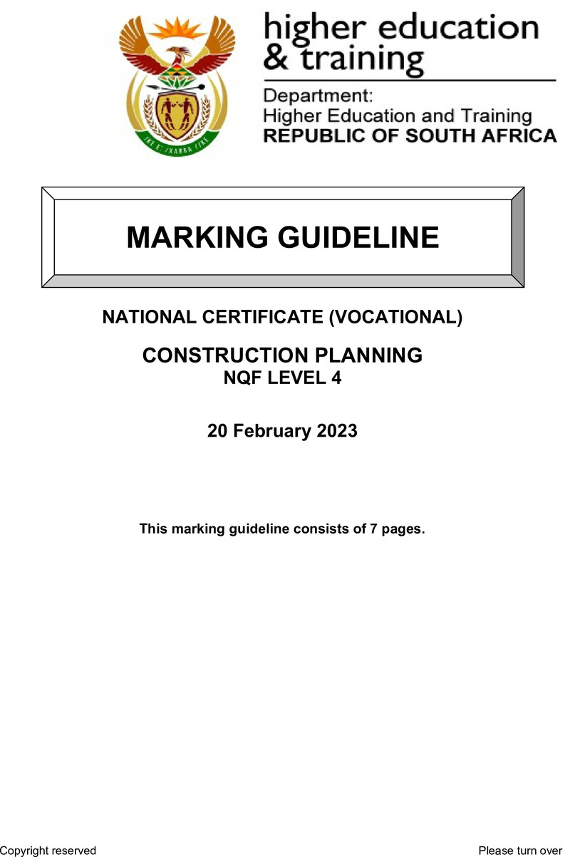 Construction Planning Level 4 DHET NCV 2023 - Memo