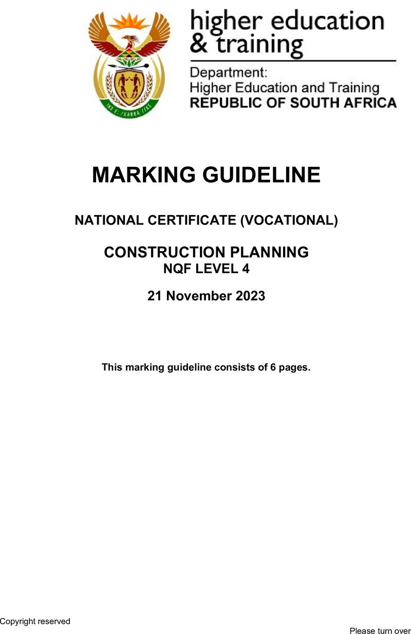 Construction Planning Level 4 DHET NCV 2023 - Memo