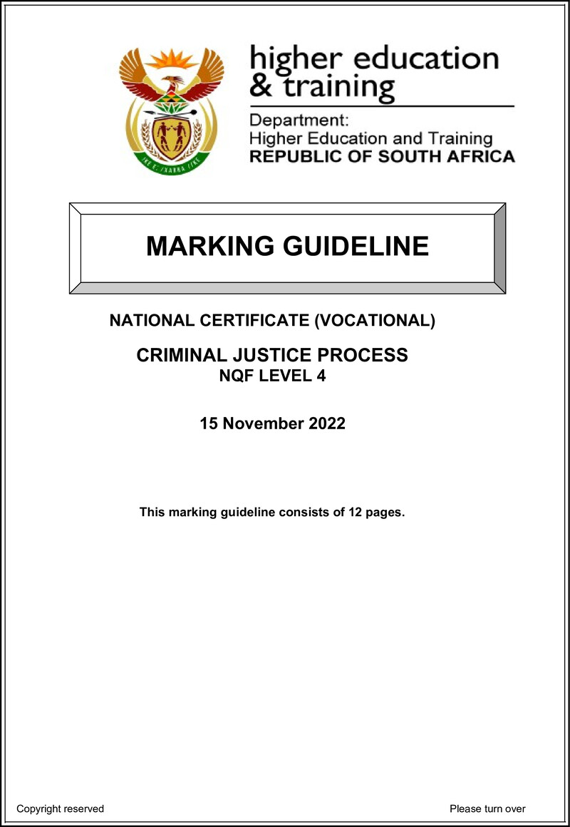 Criminal Justice Process Level 4 DHET NCV 2022 - Memo