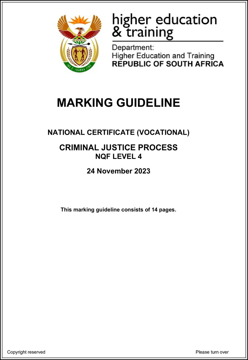 Criminal Justice Process Level 4 DHET NCV 2023 - Memo