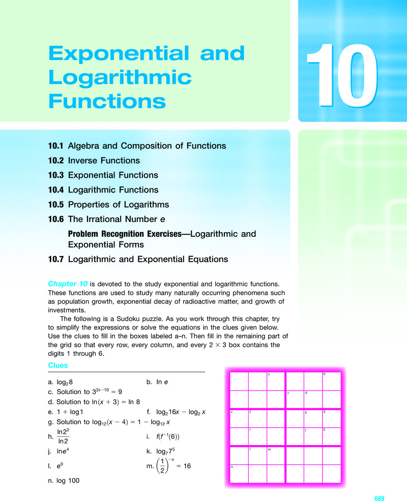 Exponential and Logarithmic Functions Undergraduate Year 1 University 2006 - Textbook
