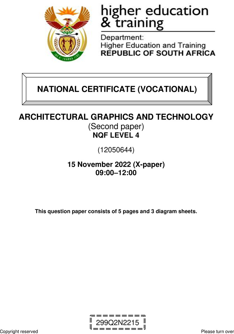 Architectural Graphics and Technology Level 4 DHET NCV November 2022 Paper X - Question Paper