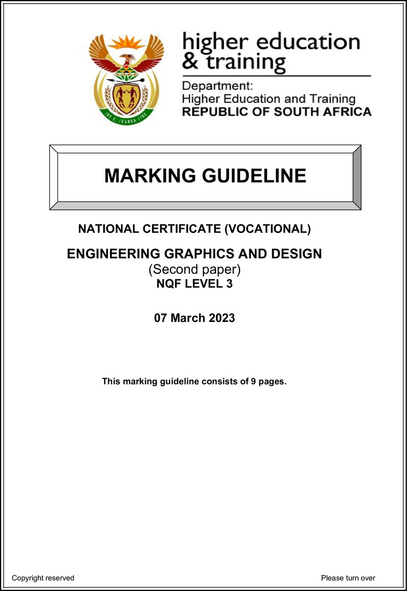 Engineering Graphics and Design Level 3 DHET NCV March 2023 - Memo