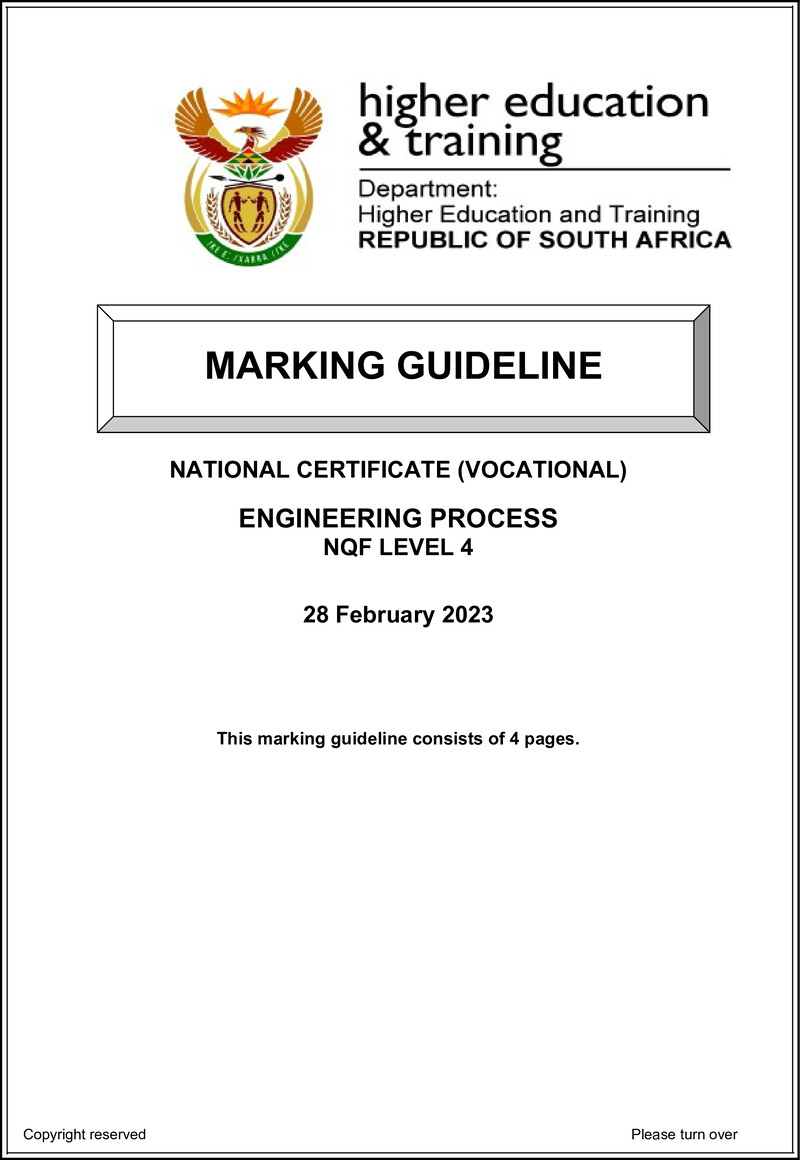 Engineering Processes Level 4 DHET NCV 2023 - Memo