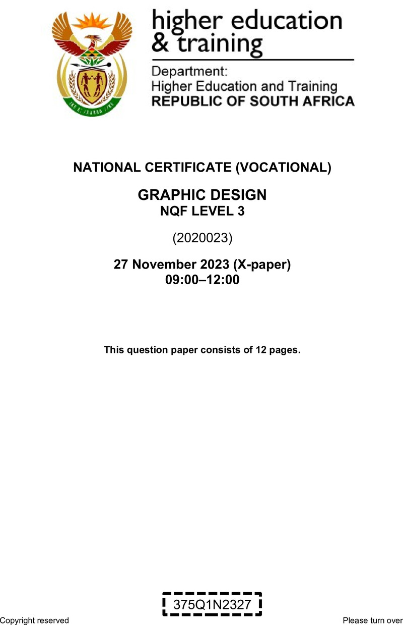 Graphic Design Level 3 DHET NCV November 2023 Paper X - Question Paper