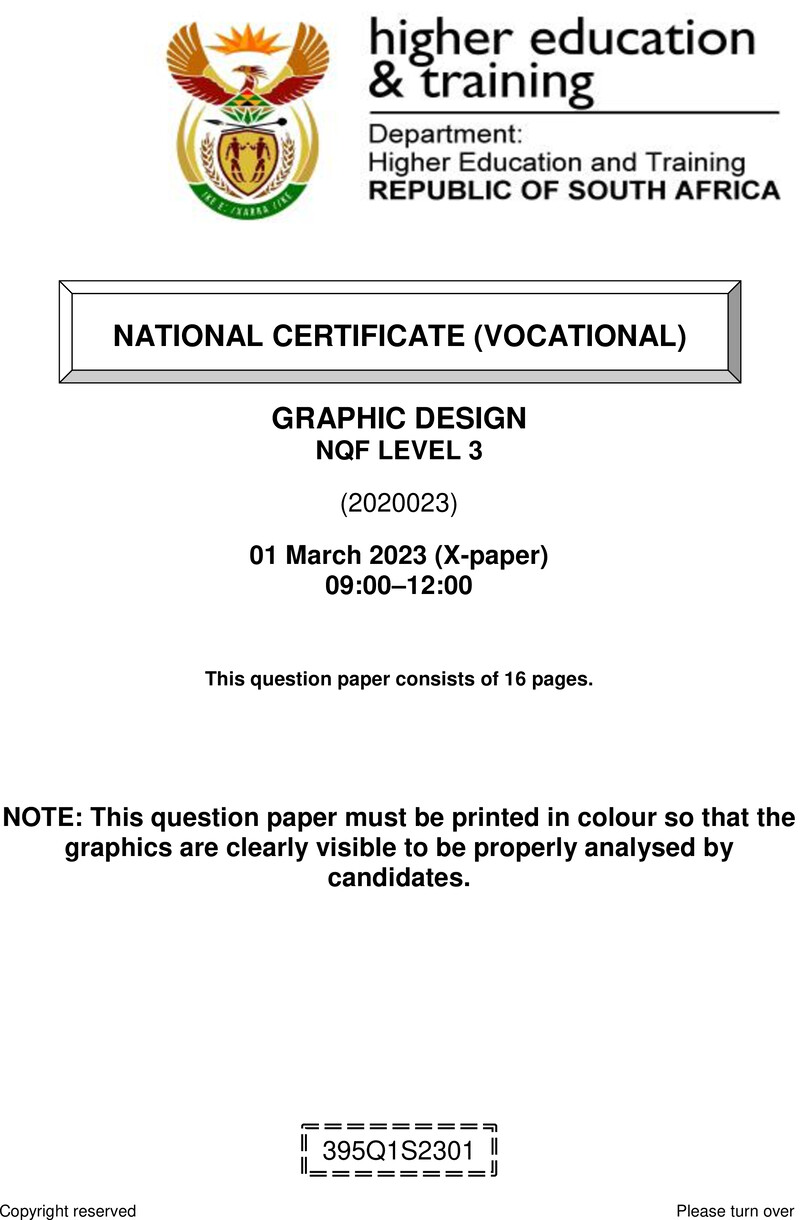 Graphic Design Level 3 DHET NCV March 2023 Paper X - Question Paper