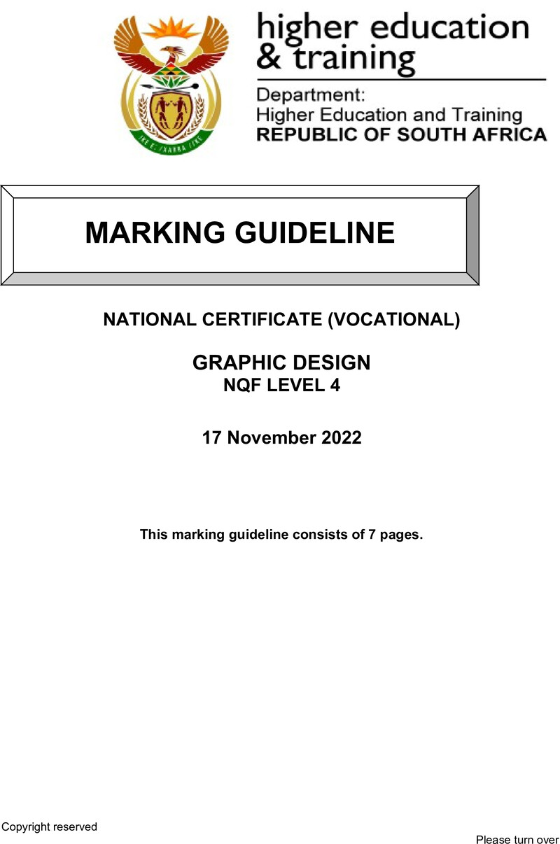 Graphic Design Level 4 DHET NCV 2022 - Memo