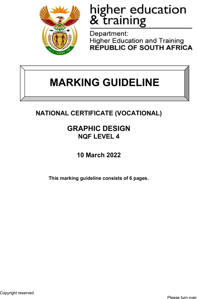 Graphic Design Level 4 DHET NCV March 2022 - Memo