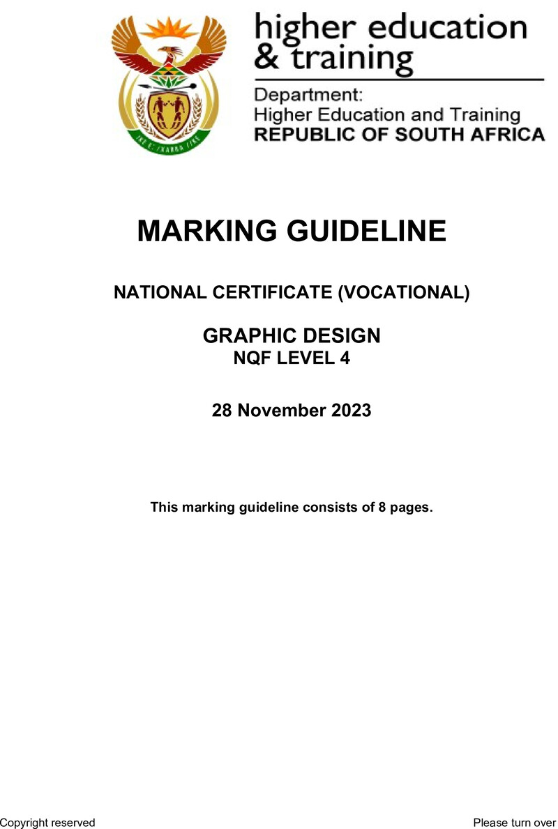 Graphic Design Level 4 DHET NCV 2023 - Memo