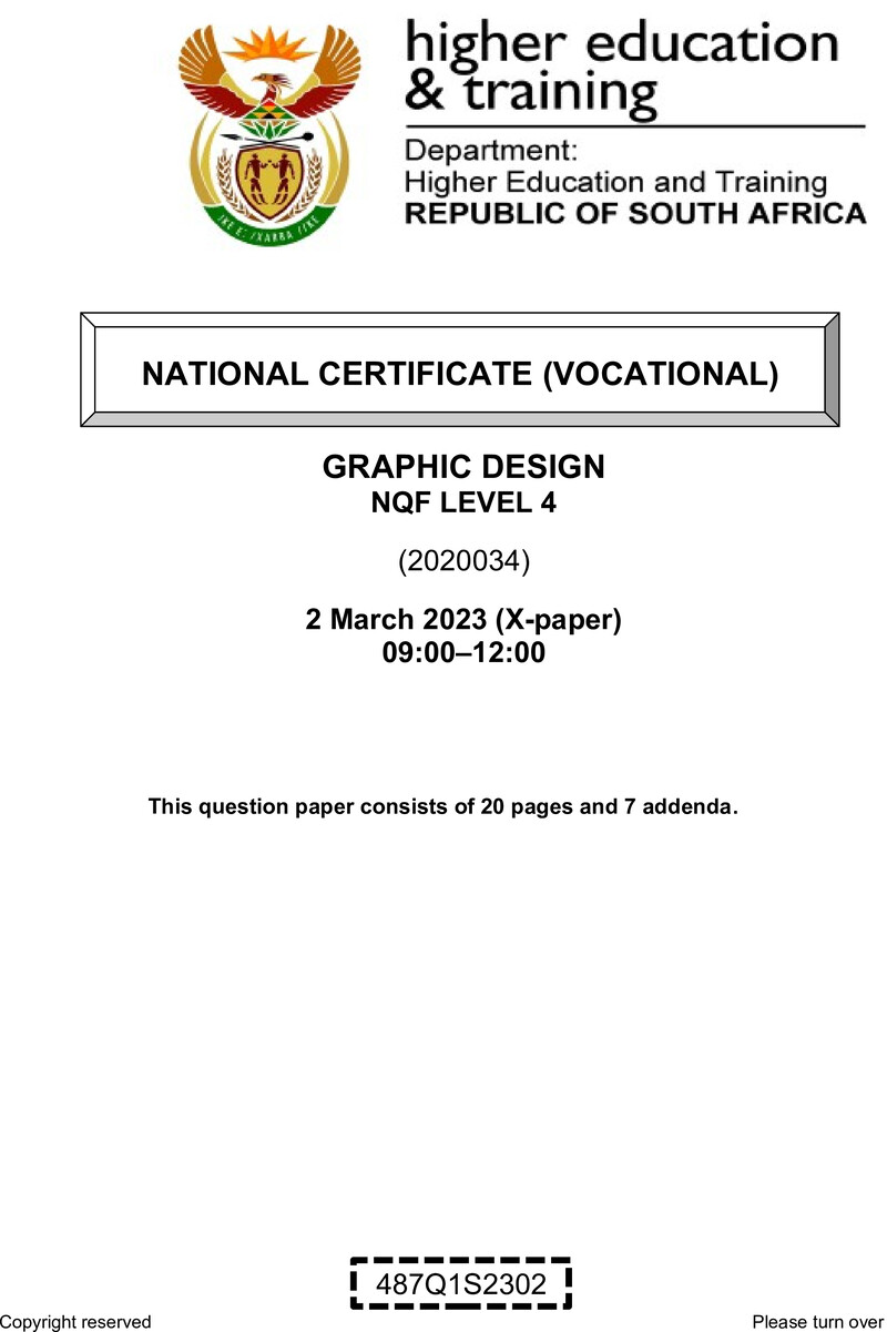 Graphic Design Level 4 DHET NCV March 2023 Paper X - Question Paper
