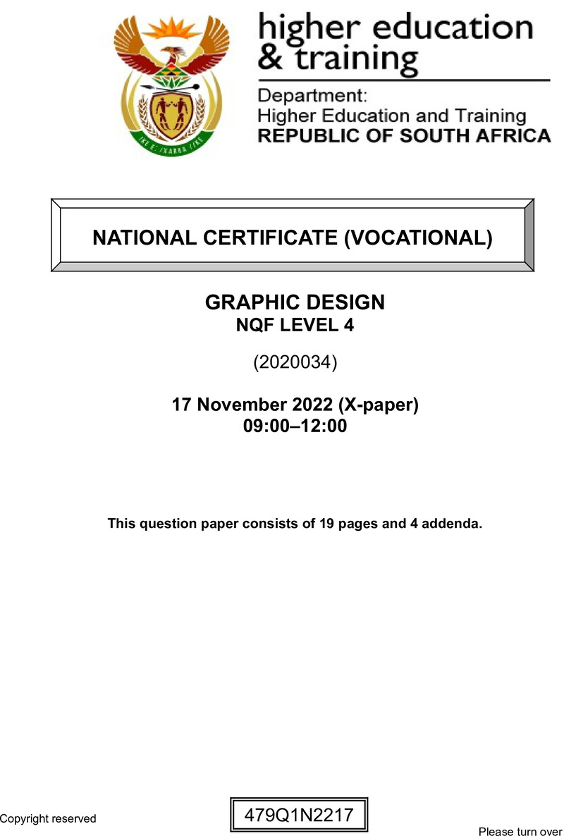 Graphic Design Level 4 DHET NCV November 2022 Paper X - Question Paper