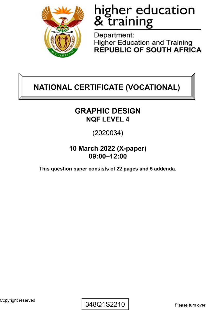 Graphic Design Level 4 DHET NCV March 2022 Paper X - Question Paper