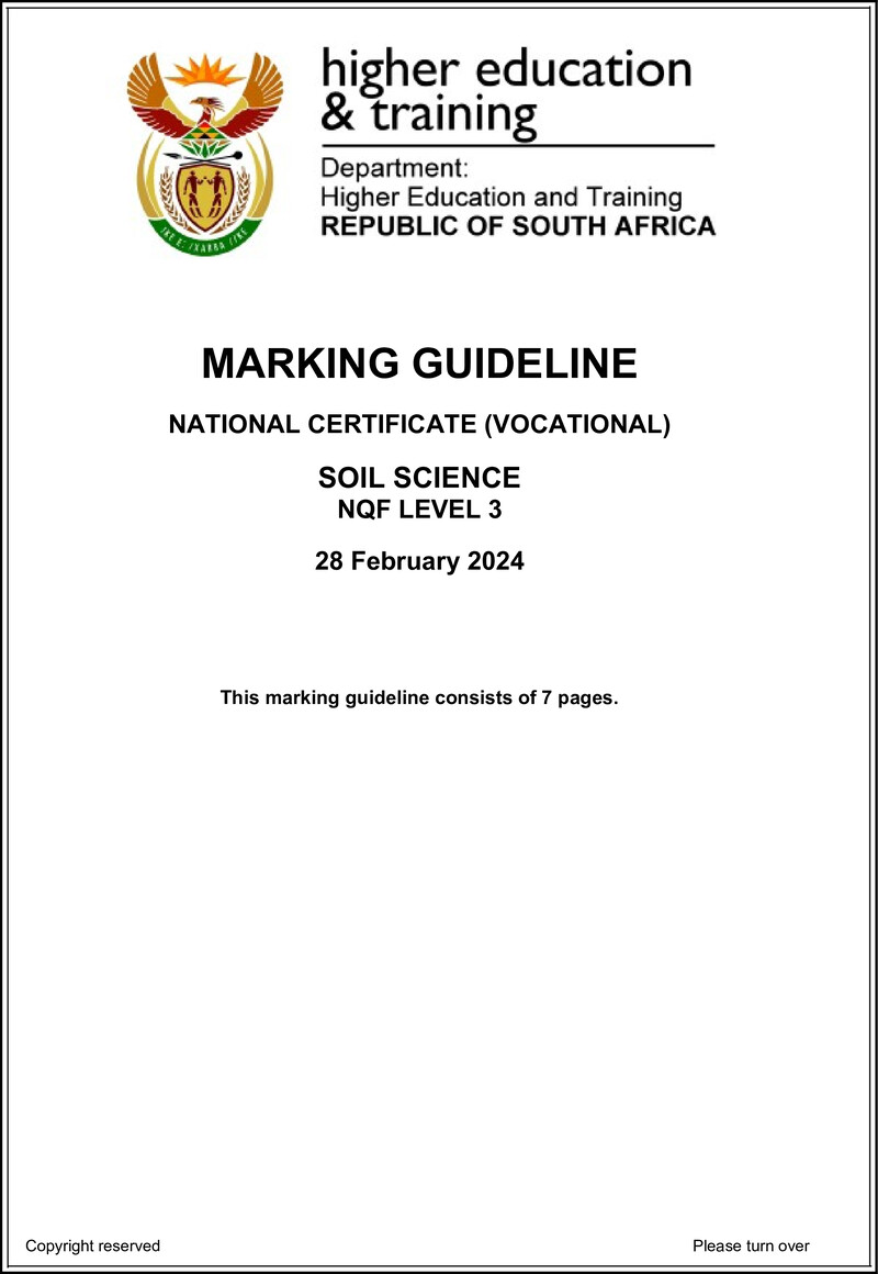 Soil Science Level 3 DHET NCV 2024 - Memo