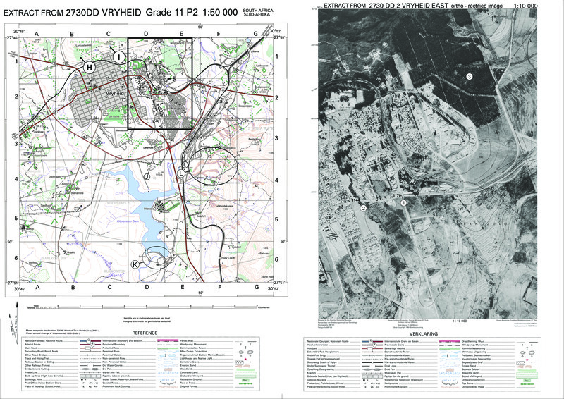 Geography Grade 11 Vryheid Topographic Map Extract 2023 - Orthophoto Map Paper 2