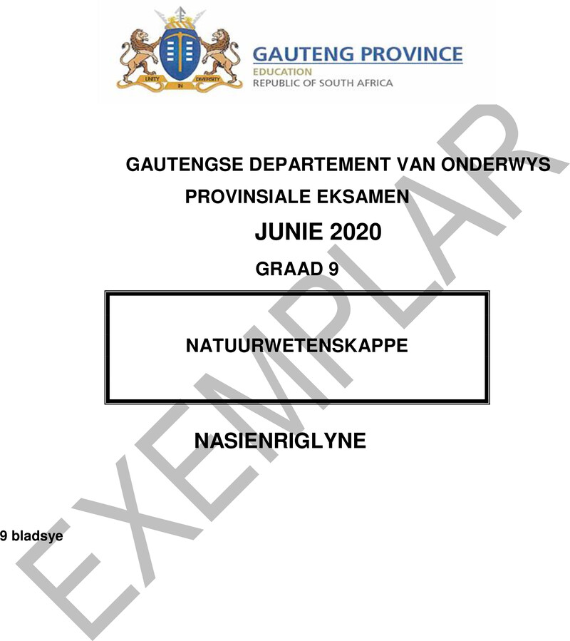 Natuurwetenskappe Grade 9 DBE CAPS June 2020 - Memo