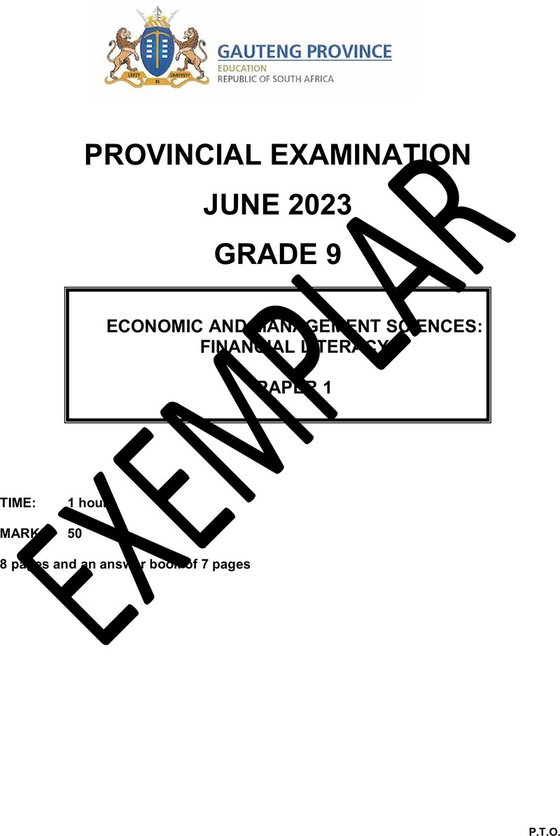 Economic and Management Sciences Grade 9 DBE CAPS June 2023 Paper 1 - Question Paper