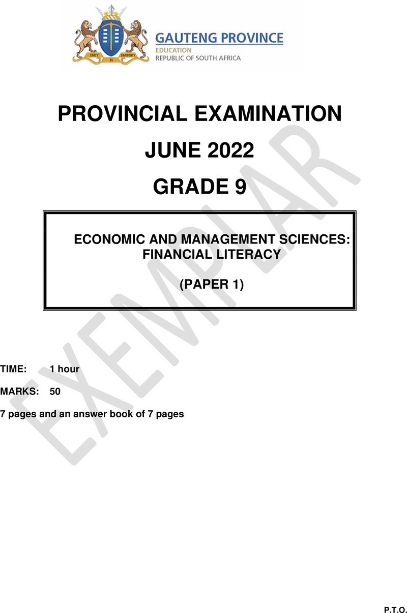 Economic and Management Sciences Grade 9 DBE CAPS June 2022 Paper 1 - Question Paper