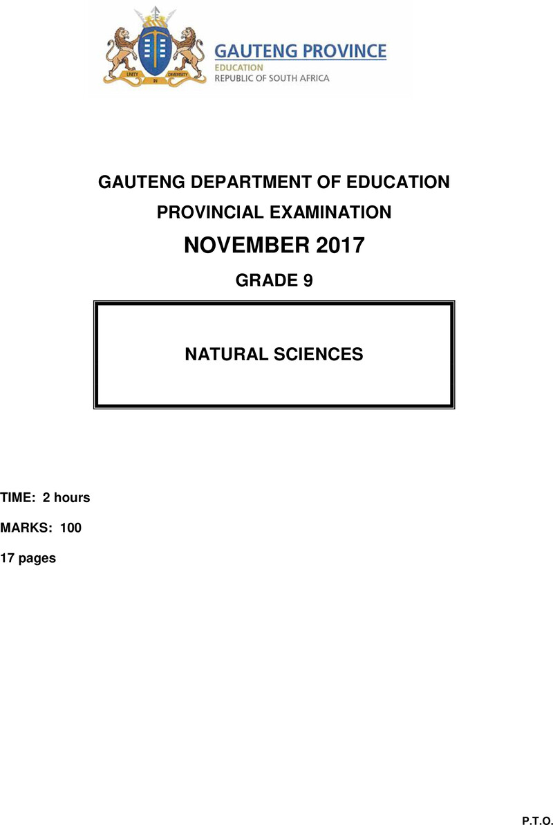 Natural Sciences Grade 9 DBE CAPS November 2017 - Question Paper