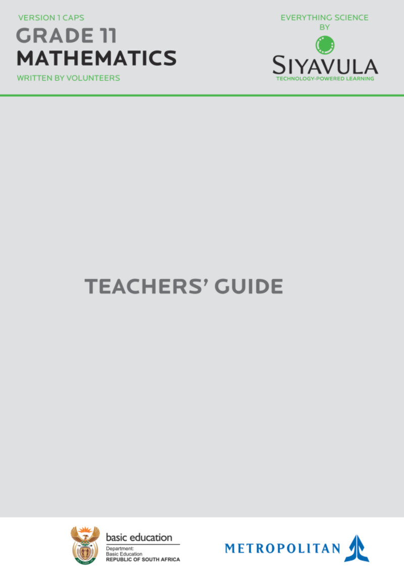 Mathematics Grade 11 DBE CAPS - Teacher Guide