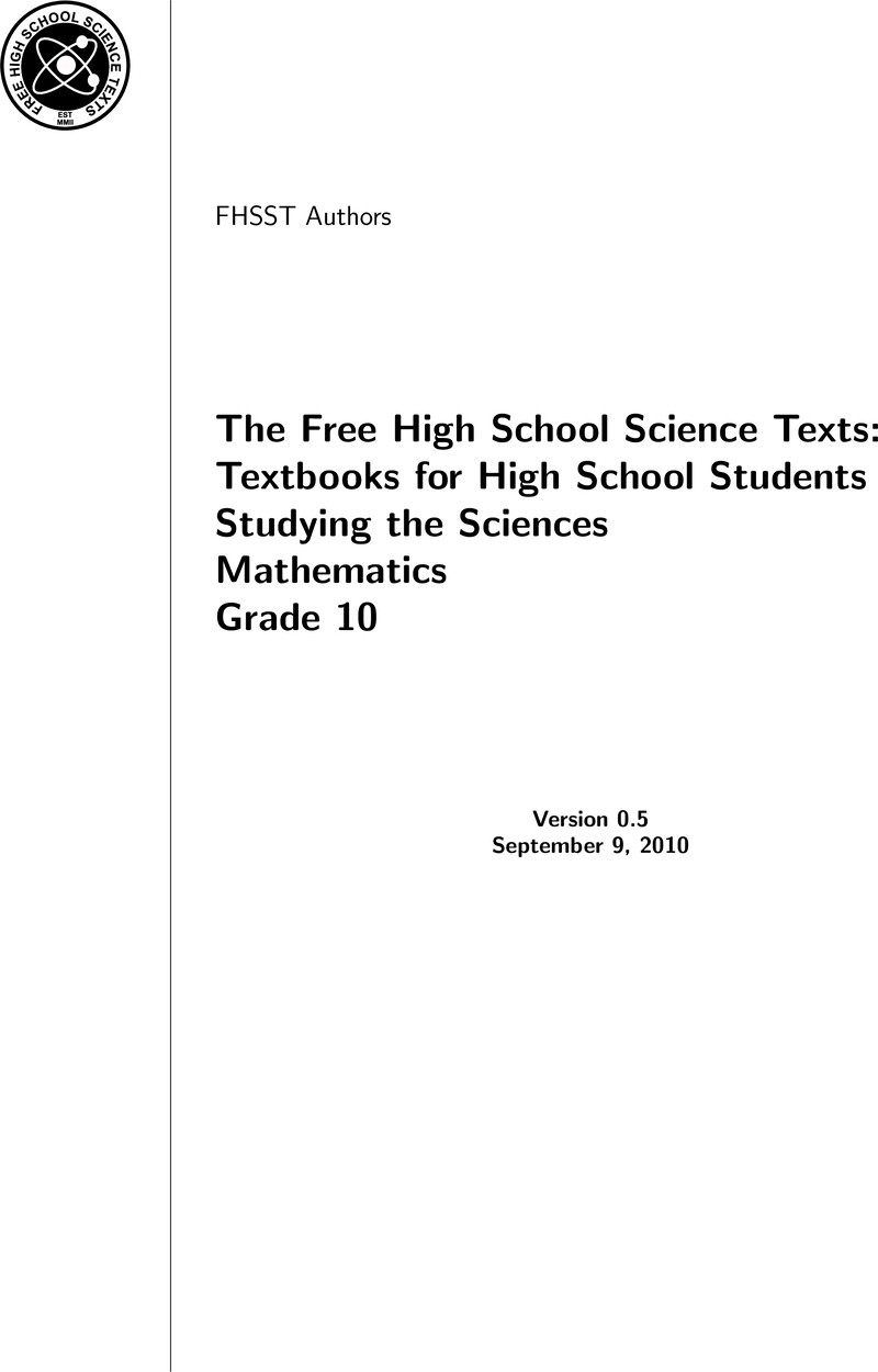 Mathematics Grade 10 2010 - Textbook