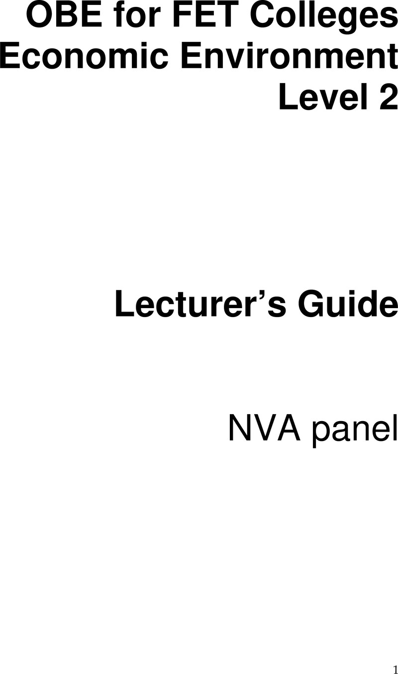 Economic Environment Level 2 DHET NCV - Lecturer Guide