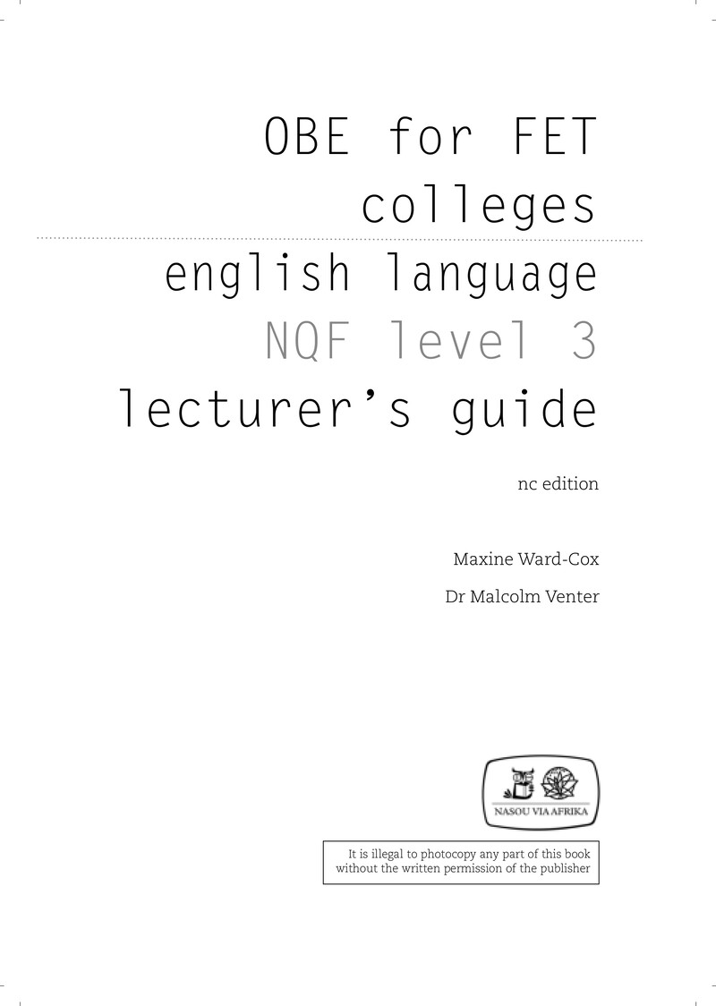 English Level 3 Dhet NCV 2007 - Lecturer Guide