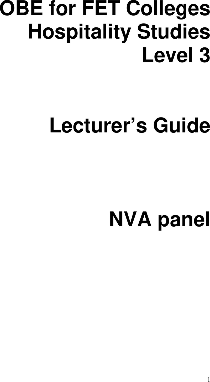 Hospitality Studies Level 3 DHET NCV - Lecturer Guide