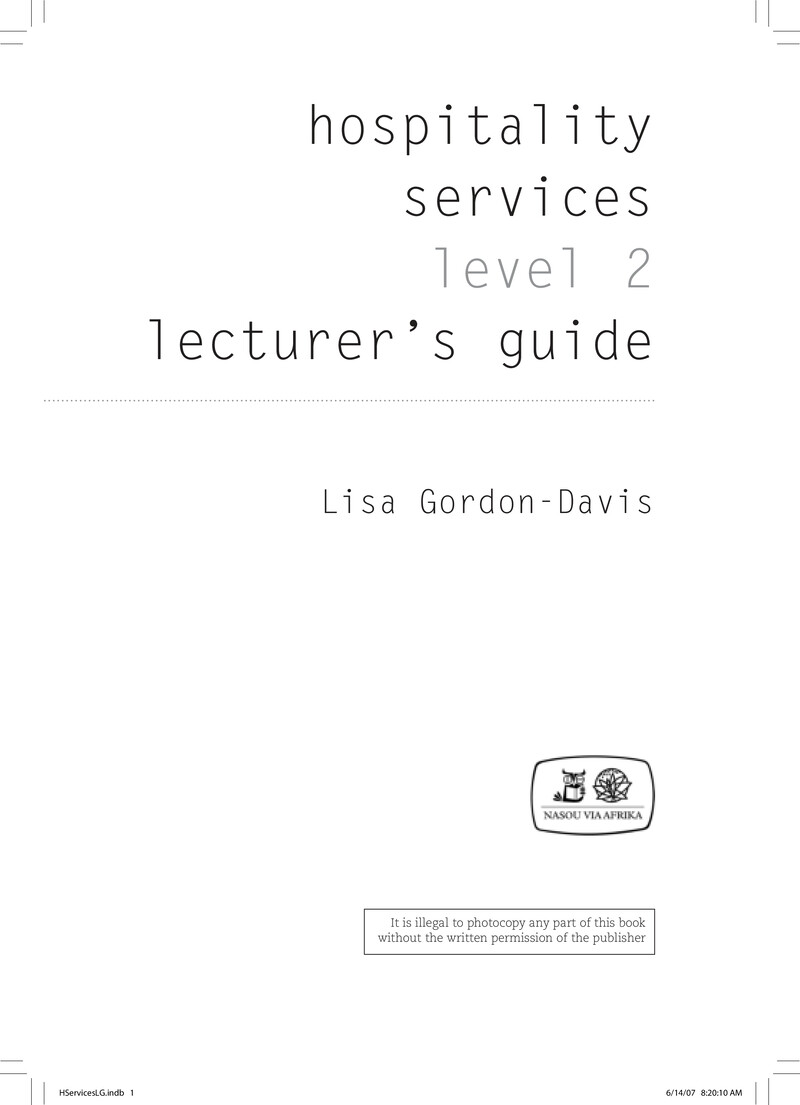 Hospitality Services Level 2 Dhet Nated 2007 - Lecturer Guide