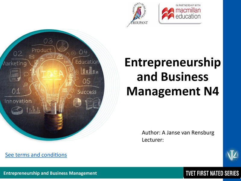 Entrepreneurship and Business Management N4 NATED 2023 - Lecturer Guide