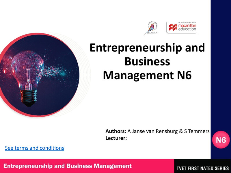 Entrepreneurship and Business Management N6 NATED - Lecturer Guide