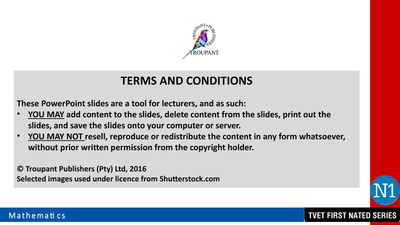 Mathematics N1 DHET NATED 2016 - Lecturer Guide