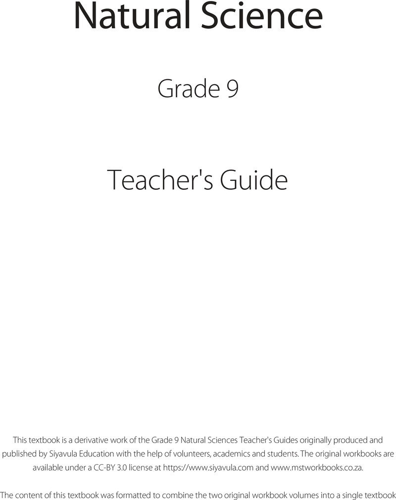 Natural Science Grade 9 CAPS 2017 - Teacher Guide