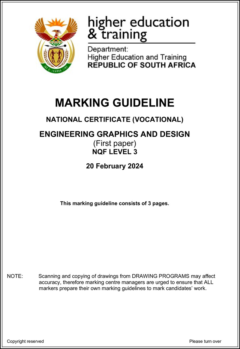 Engineering Graphics and Design Level 3 DHET NCV 2024 - Memo