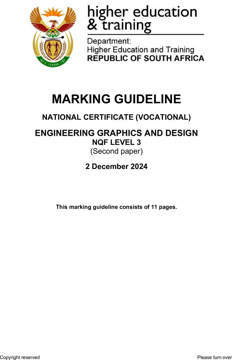 Engineering Graphics and Design Level 3 DHET NCV December 2024 - Memo