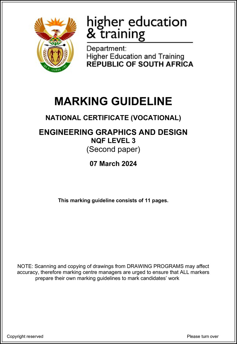 Engineering Graphics and Design Level 3 DHET NCV March 2024 - Memo