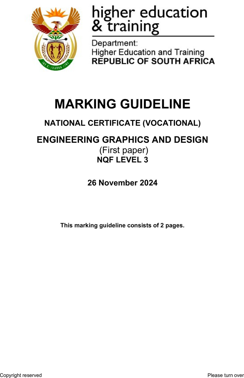 Engineering Graphics and Design Level 3 DHET NCV 2024 - Memo