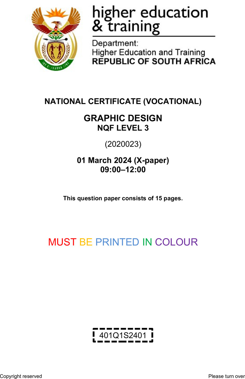 Graphic Design Level 3 DHET NCV March 2024 Paper X - Question Paper