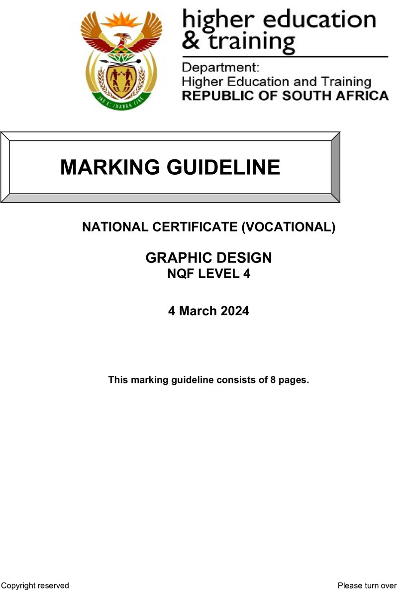 Graphic Design Level 4 DHET NCV March 2024 - Memo