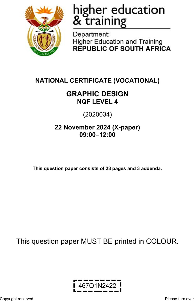 Graphic Design Level 4 DHET NCV November 2024 Paper X - Question Paper