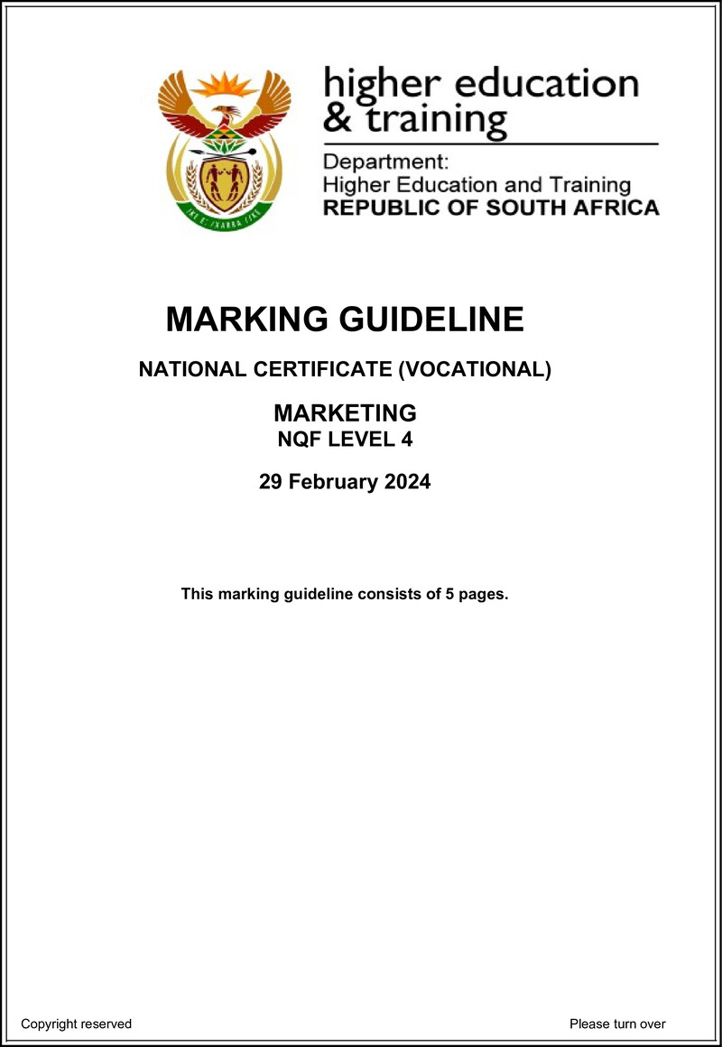 Marketing Level 4 DHET NCV February 2024 - Memo