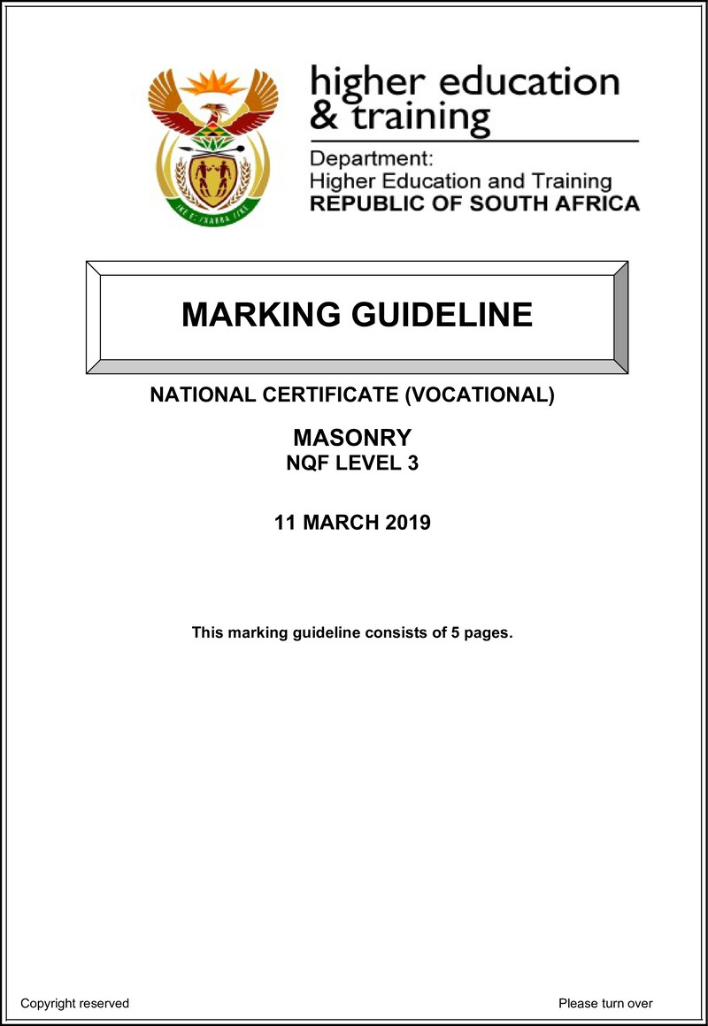 Masonry Level 3 DHET NCV March 2019 - Memo