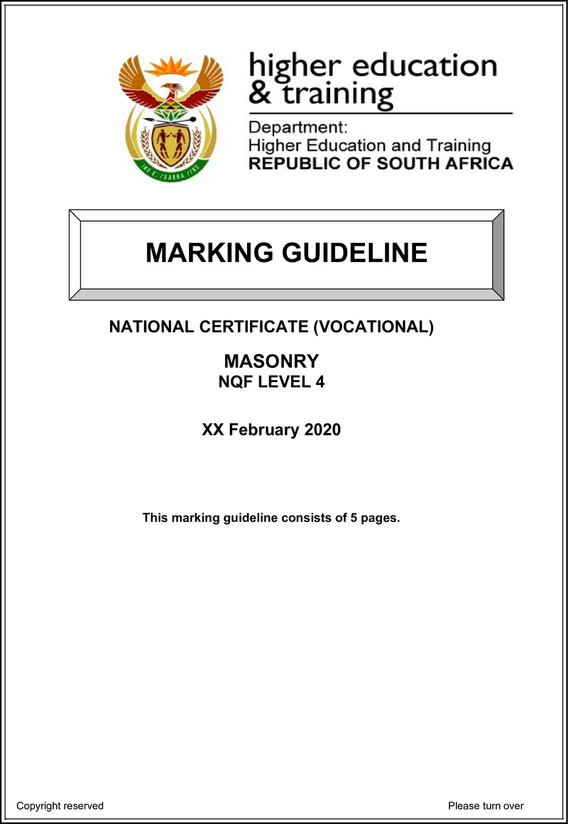 Masonry Level 4 DHET NCV February 2020 - Memo