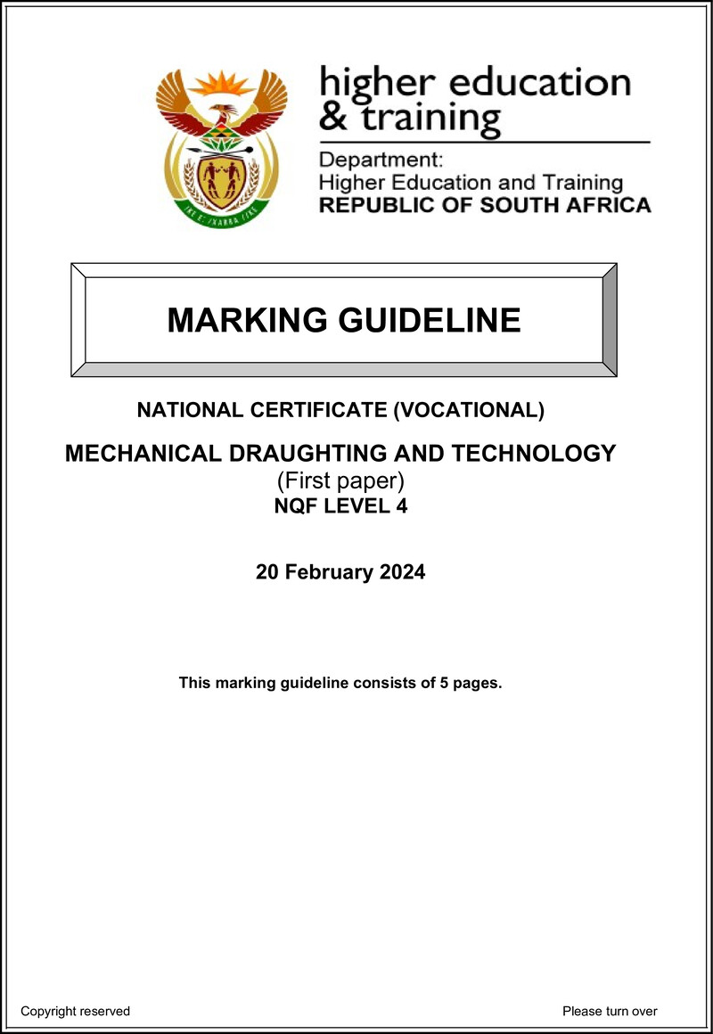 Mechanical Draughting and Technology Level 4 DHET NCV February 2024 - Memo