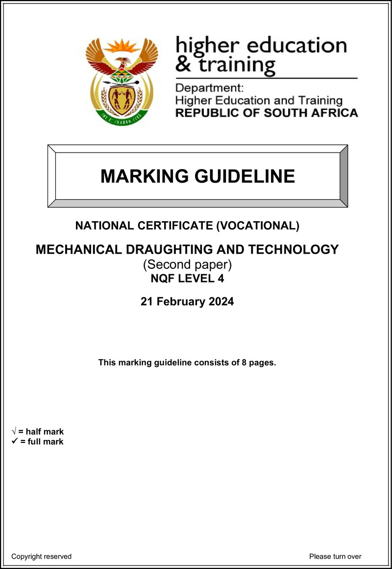 Mechanical Draughting and Technology Level 4 DHET NCV February 2024 - Memo