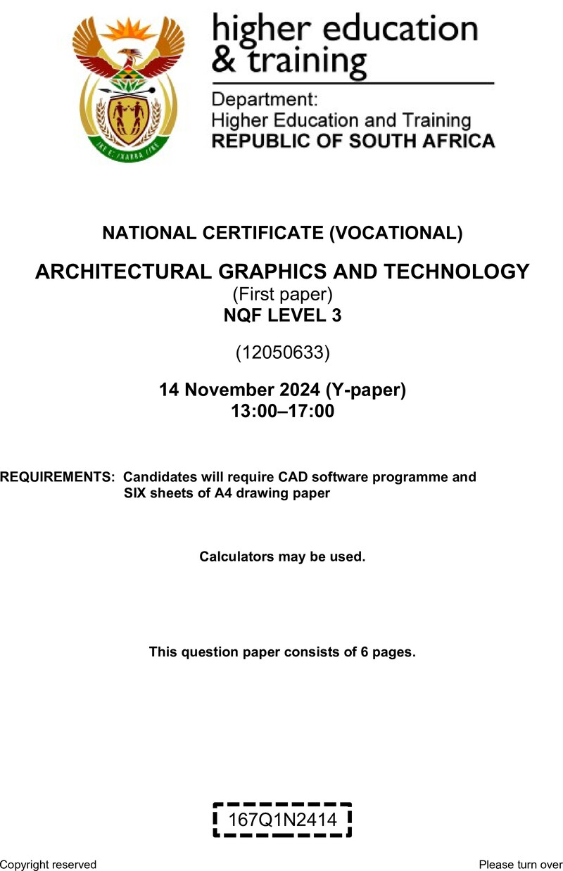 Architectural Graphics and Technology Level 3 DHET NCV November 2024 Paper Y - Question Paper
