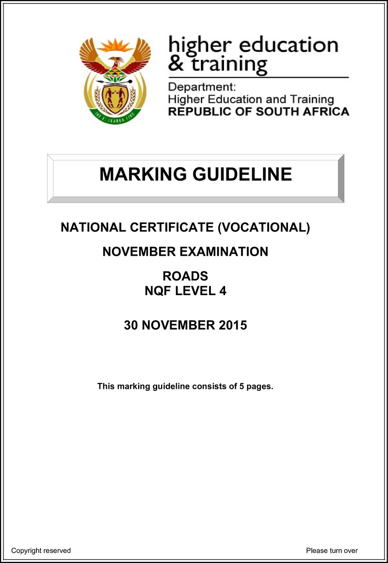 Roads Level 4 DHET NCV November 2015 - Memo