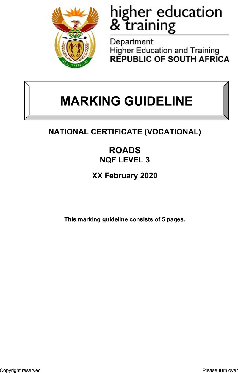 Roads Level 3 DHET NCV February 2020 - Memo